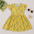 Sunshine Yellow Floral Flare Dress