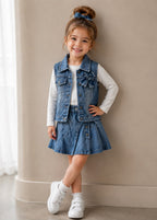 Girls 3-Piece Denim skort Set