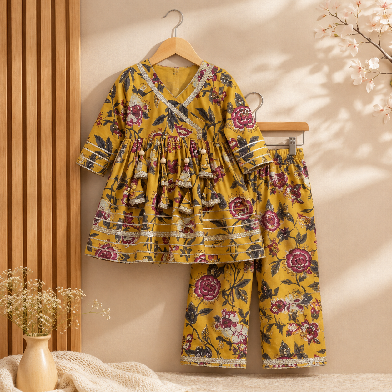 Mustard Floral Ethnic Co-Ord Set
