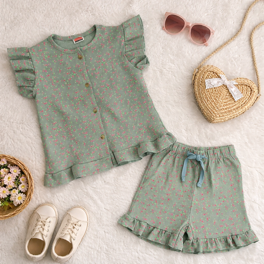 Blossom Breeze Green Short Set
