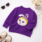Purple Bunny Knit Baby Sweater
