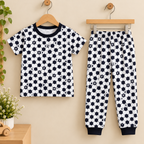 Black & White Football Print Kids Co-ord Set