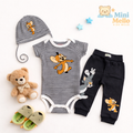 Tom & Jerry Printed Black Baby Romper Co-ord Set with Cap