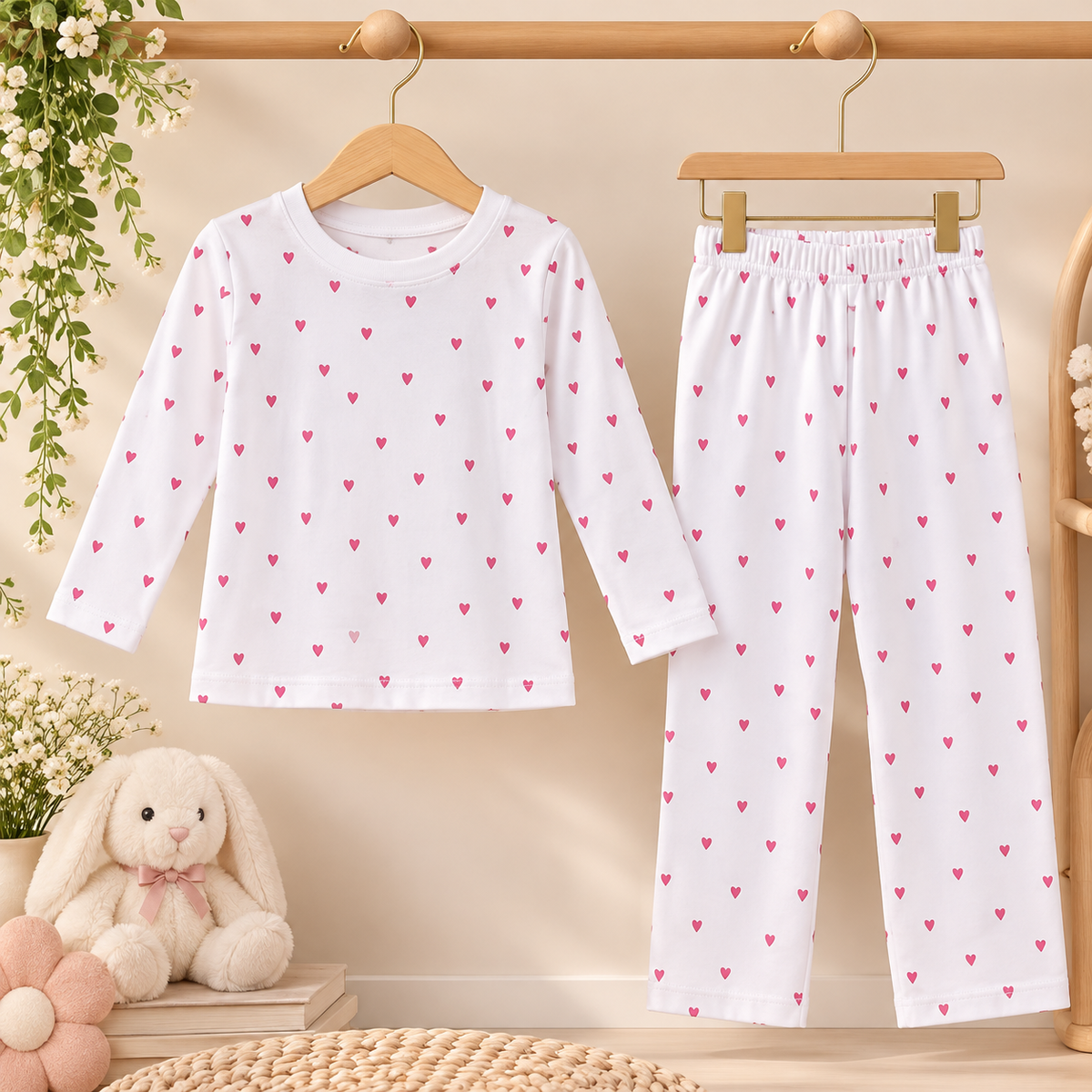 Pink Heart Printed Co-ord Set