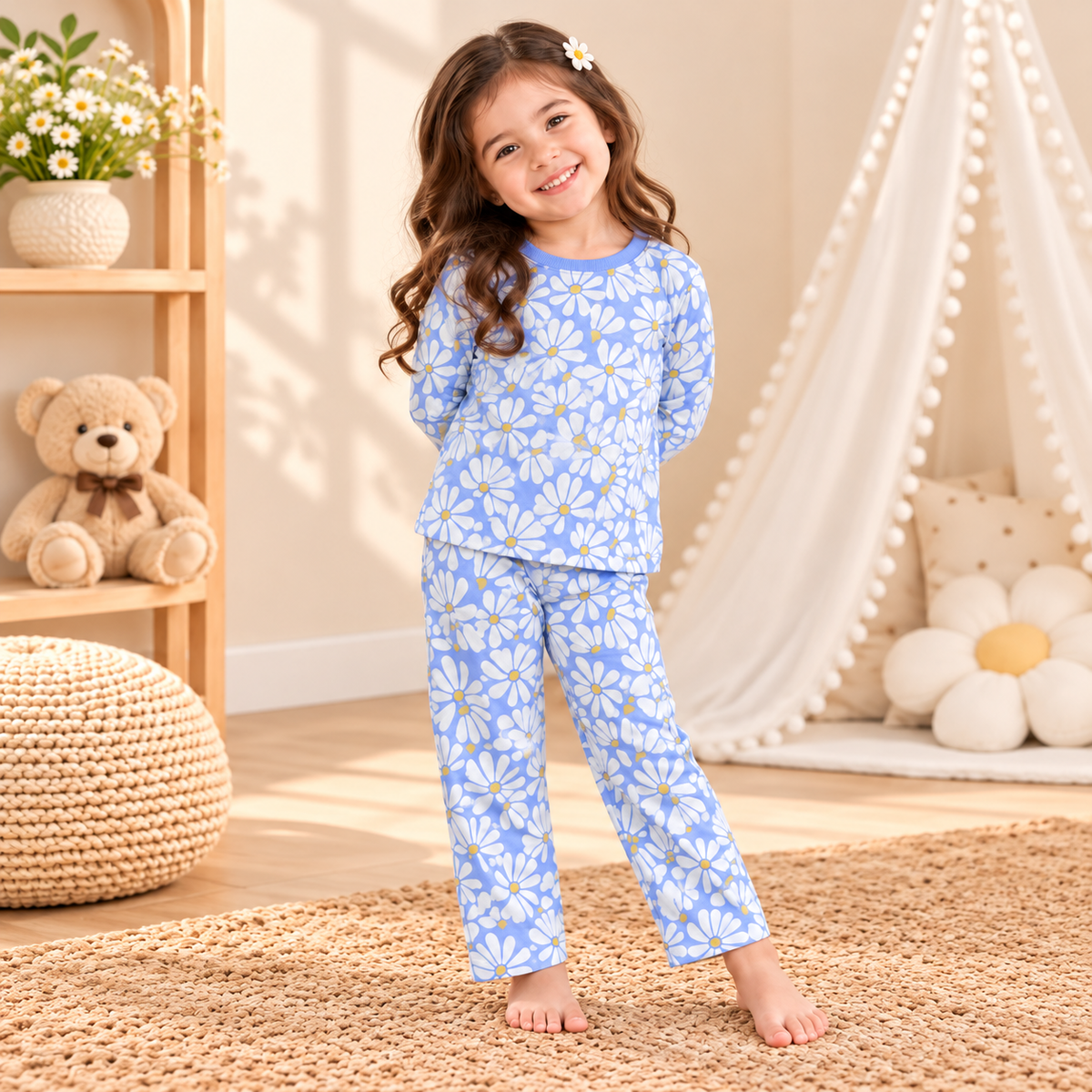 Blue Daisy Print 2-Piece Set