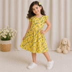 Sunshine Yellow Floral Flare Dress