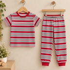 Red, White & Green Striped Kids Co-ord Set