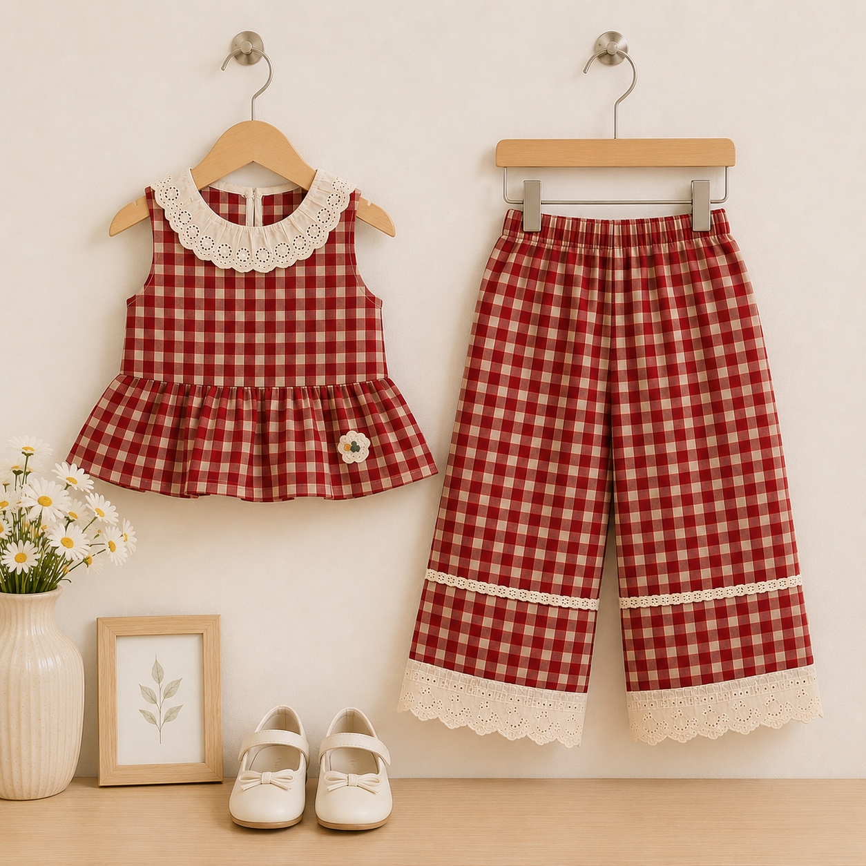 Red Gingham Frill Co-Ord Set