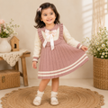 Dusty Pink & Ivory Knitted Winter Dress for Baby Girls