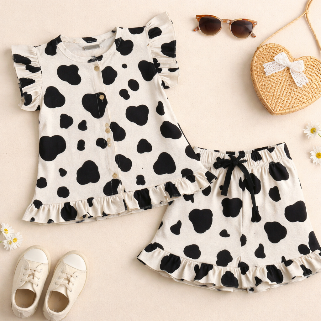 Chic Cow Print Short Set