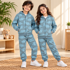 Dusty Blue Dinosaur Print Hooded Jacket & Jogger Set