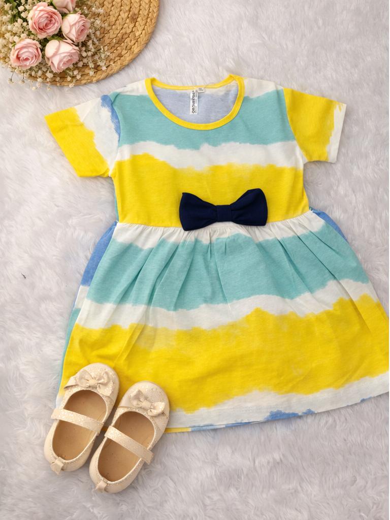 Sunshine Tie-Dye Girls Dress with Bow