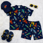 Galaxy Rocket Printed Short Set