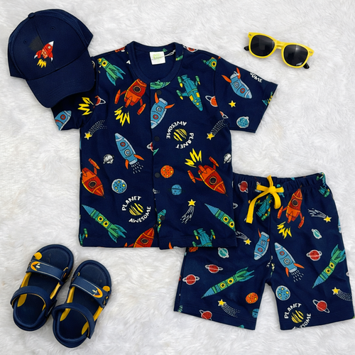 Galaxy Rocket Printed Short Set