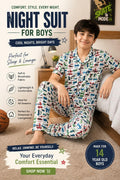 Vehicle Print Cotton Night Suit