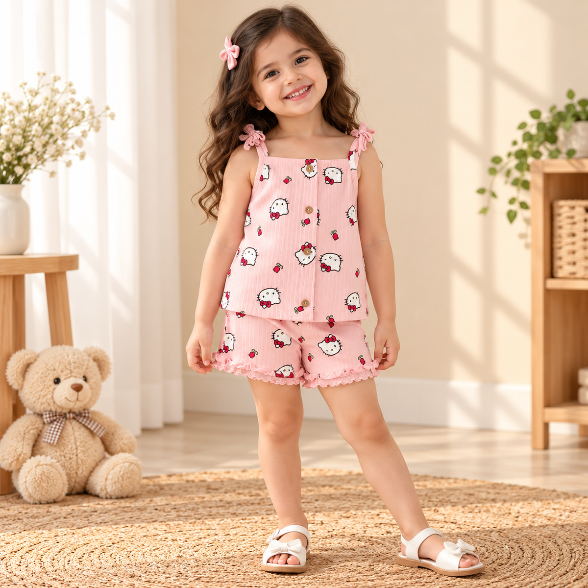 Pink Hello Kitty Top & Shorts Set