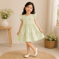 Sage Green Blossom Tier Dress