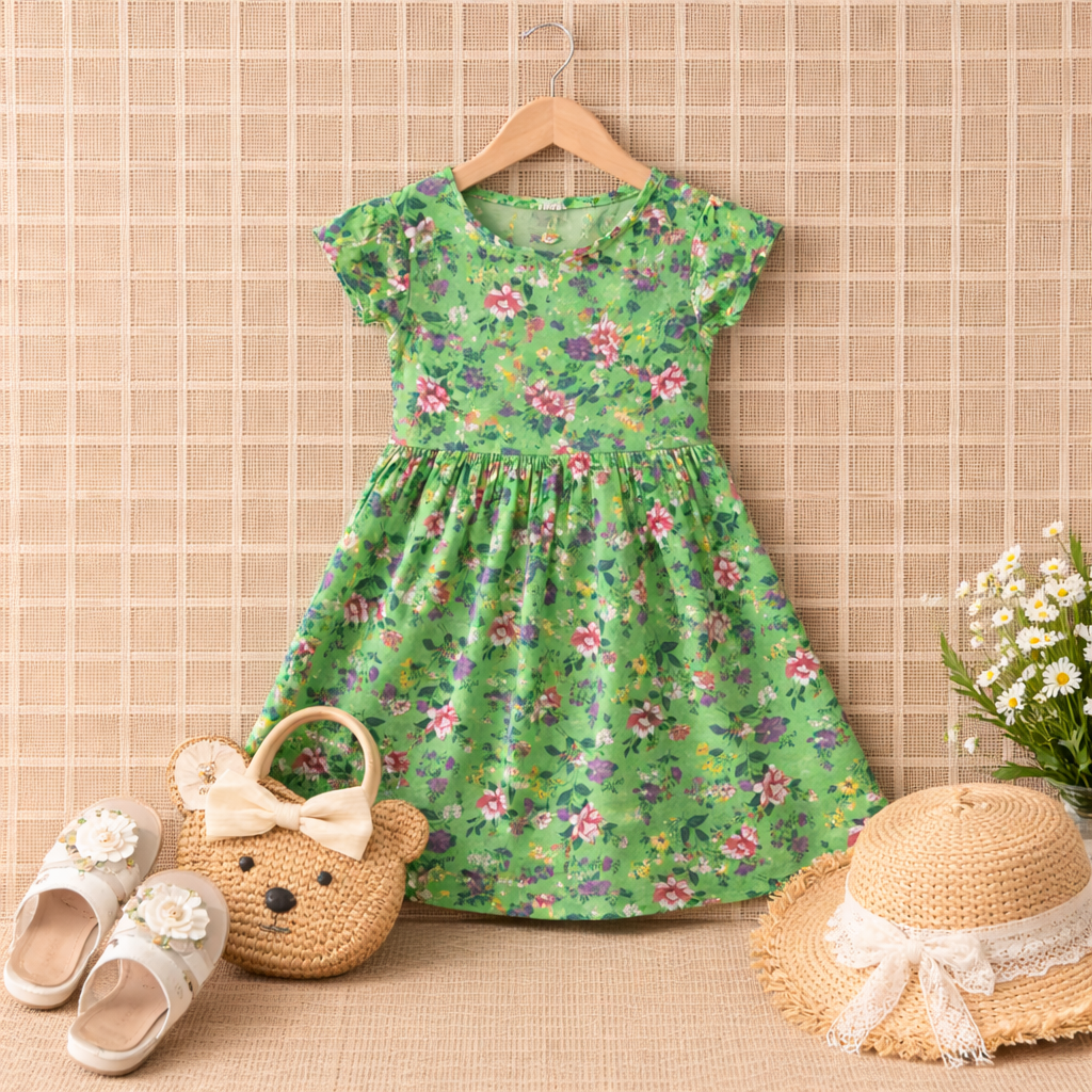Fresh Bloom Green Floral Dress
