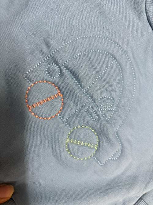 Blue Car Embroidered Cotton Co-Ord Set