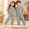 Classic Textured Muslin Shirt & Pants Set