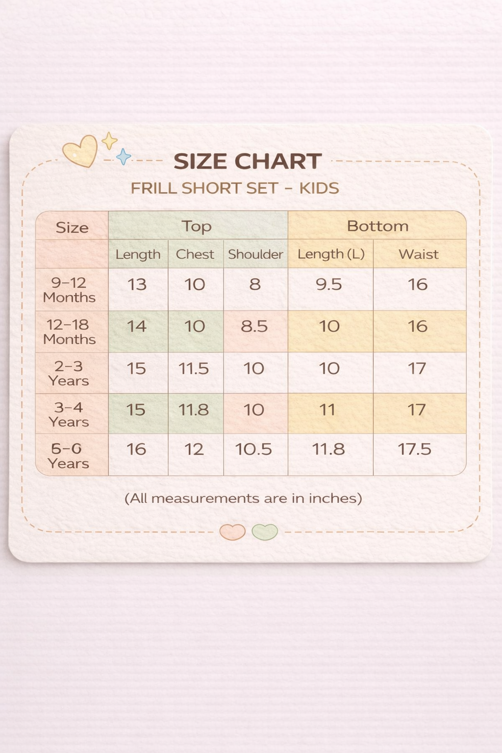 Size chart