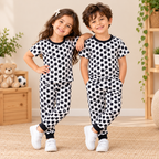Black & White Football Print Kids Co-ord Set