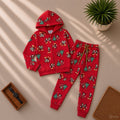 Red Christmas Print Hooded Jacket & Jogger Set