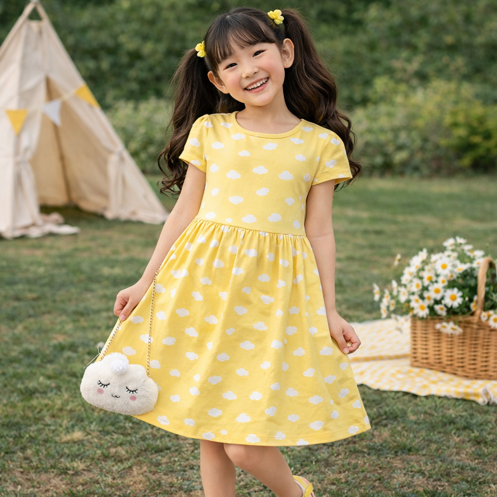 Sunny Cloud Print Dress