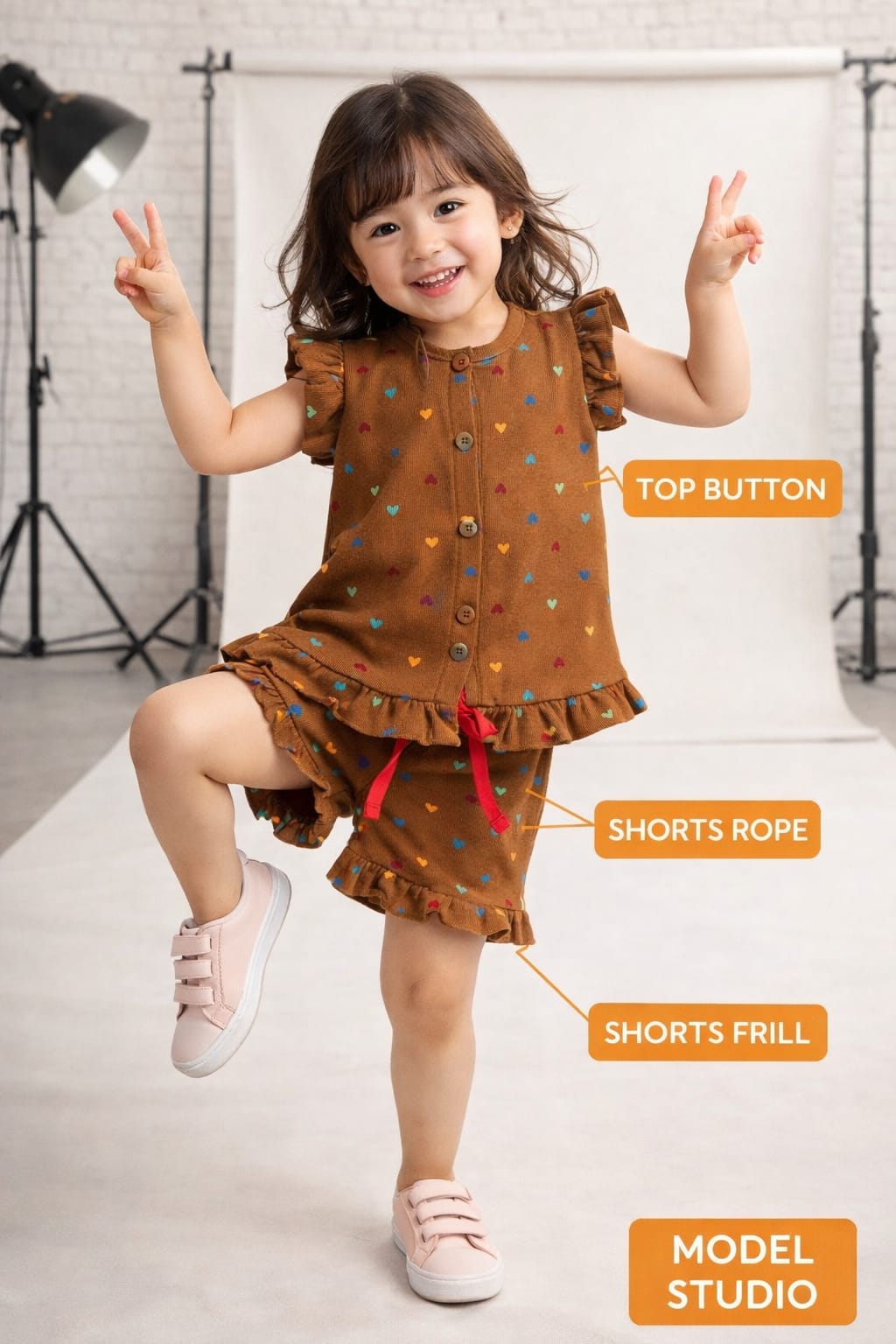 Sweet Hearts Brown Short Set