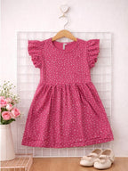 Sweetheart Pink Flutter Sleeve Dress