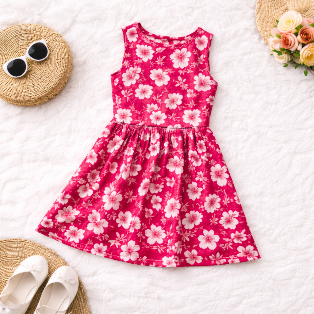 Red Floral Cotton Dress